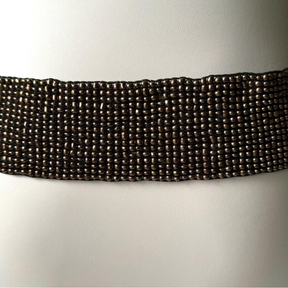Anthropologie Striped Wooden Buckle Belt - Picture 2 of 3